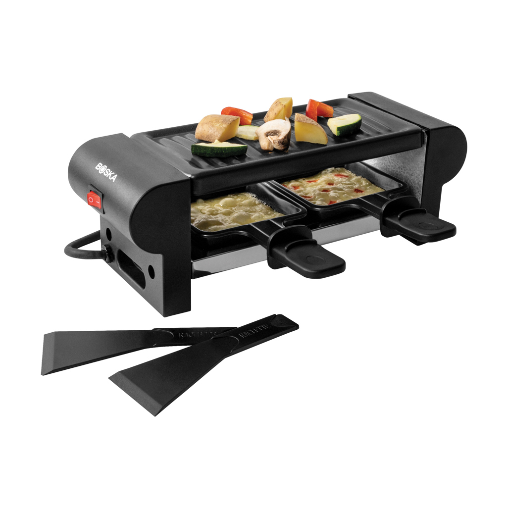 BOSKA Mini Raclette 220V Typ F für 2 Personen mit antihaftbeschichteten Pfännchen