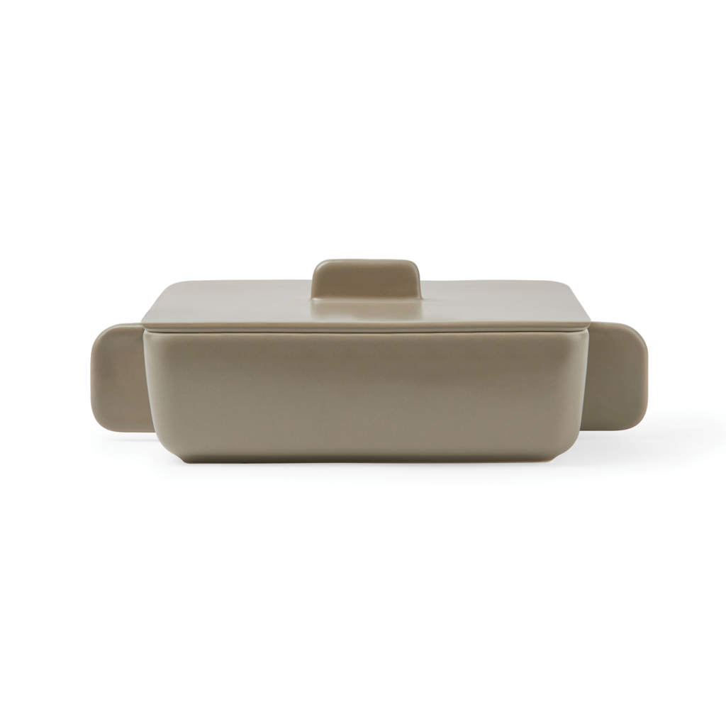 VINGA Monte Auflaufform aus Steingut mit Deckel, 20 × 15 × 6 cm – mit Logo veredelbar