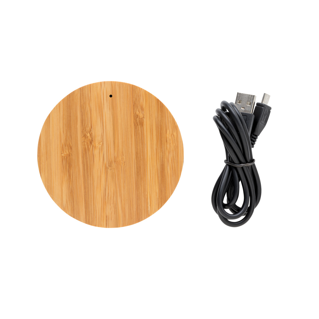 Bambus Qi Ladegerät 5W mit 30% recyceltem PET braun