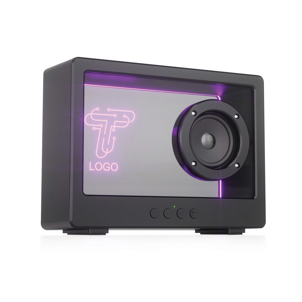 XD Collection Soundclear transparenter 5W Wireless Lautsprecher mit RGB-Licht, mit Logo