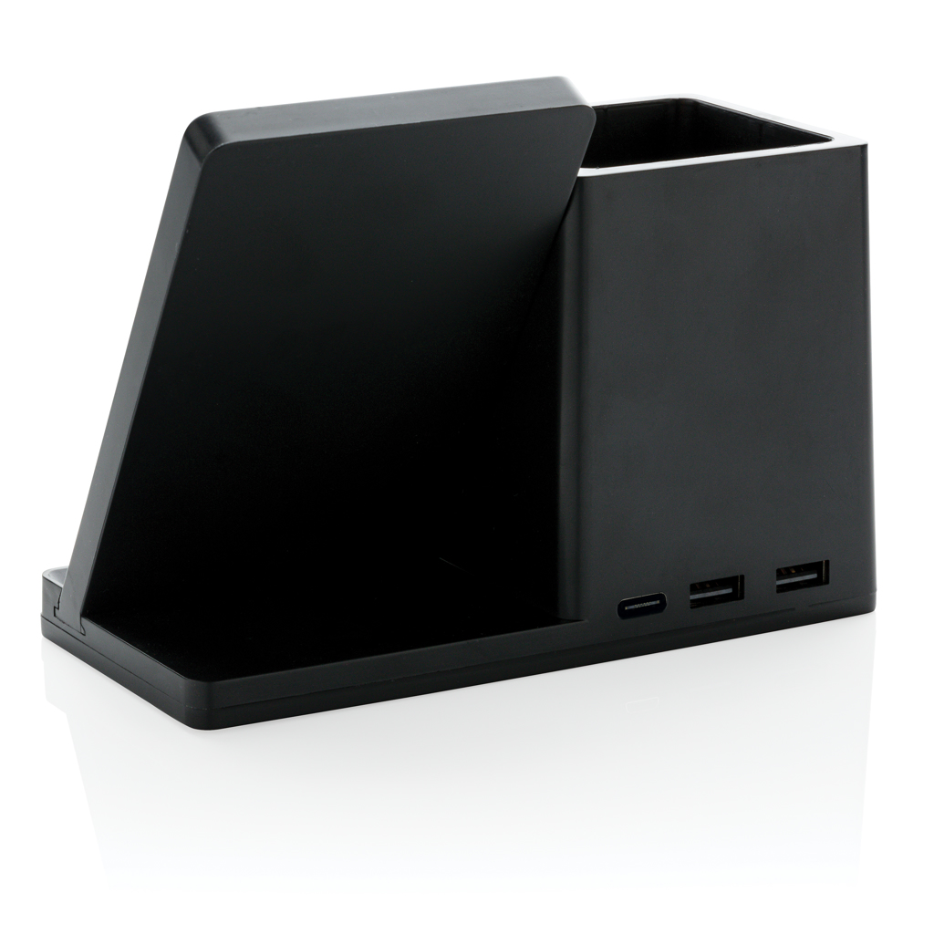 Ontario Wireless Charger 10W mit Stiftehalter aus FSC-Bambus und RCS-ABS Ontario Wireless Charger 10W mit Stiftehalter aus FSC-Bambus und RCS-ABS
