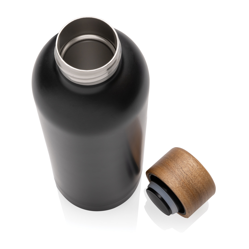 XD Collection Wood Vakuumflasche 500 ml aus RCS-recyceltem Edelstahl mit Akazienholzdeckel