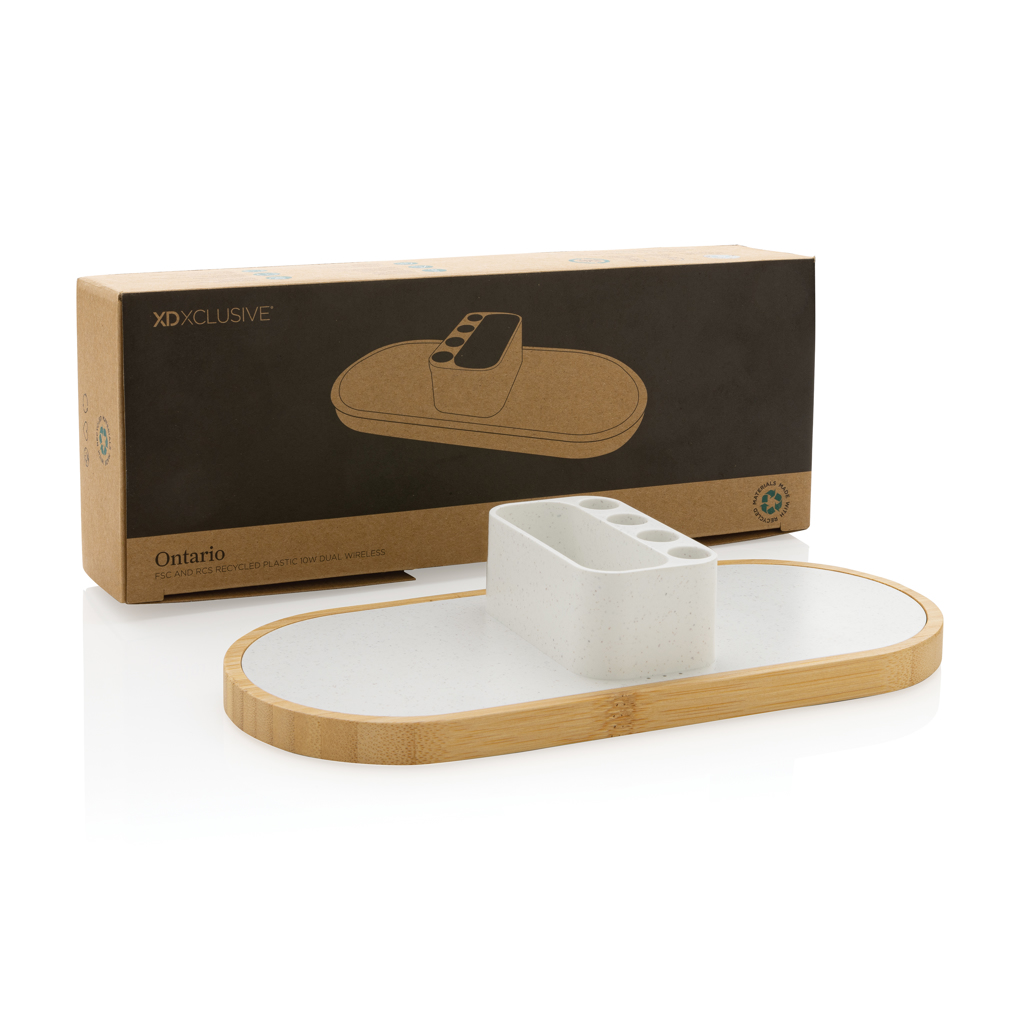 XD Xclusive Ontario 10W Dual Wireless Charger aus FSC-Bambus und RCS-rABS