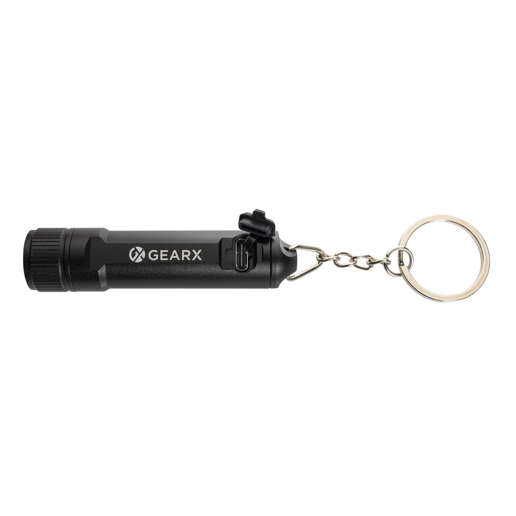 Gear X Key-Chain Taschenlampe 120 Lumen aus recyceltem Aluminium Gear X Key-Chain Taschenlampe 120 Lumen aus recyceltem Aluminium