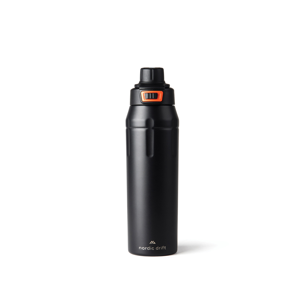 Nordic Drift Trail Sportflasche 750 ml RCS Edelstahl, schwarz – mit Lasergravur oder Tampondruck