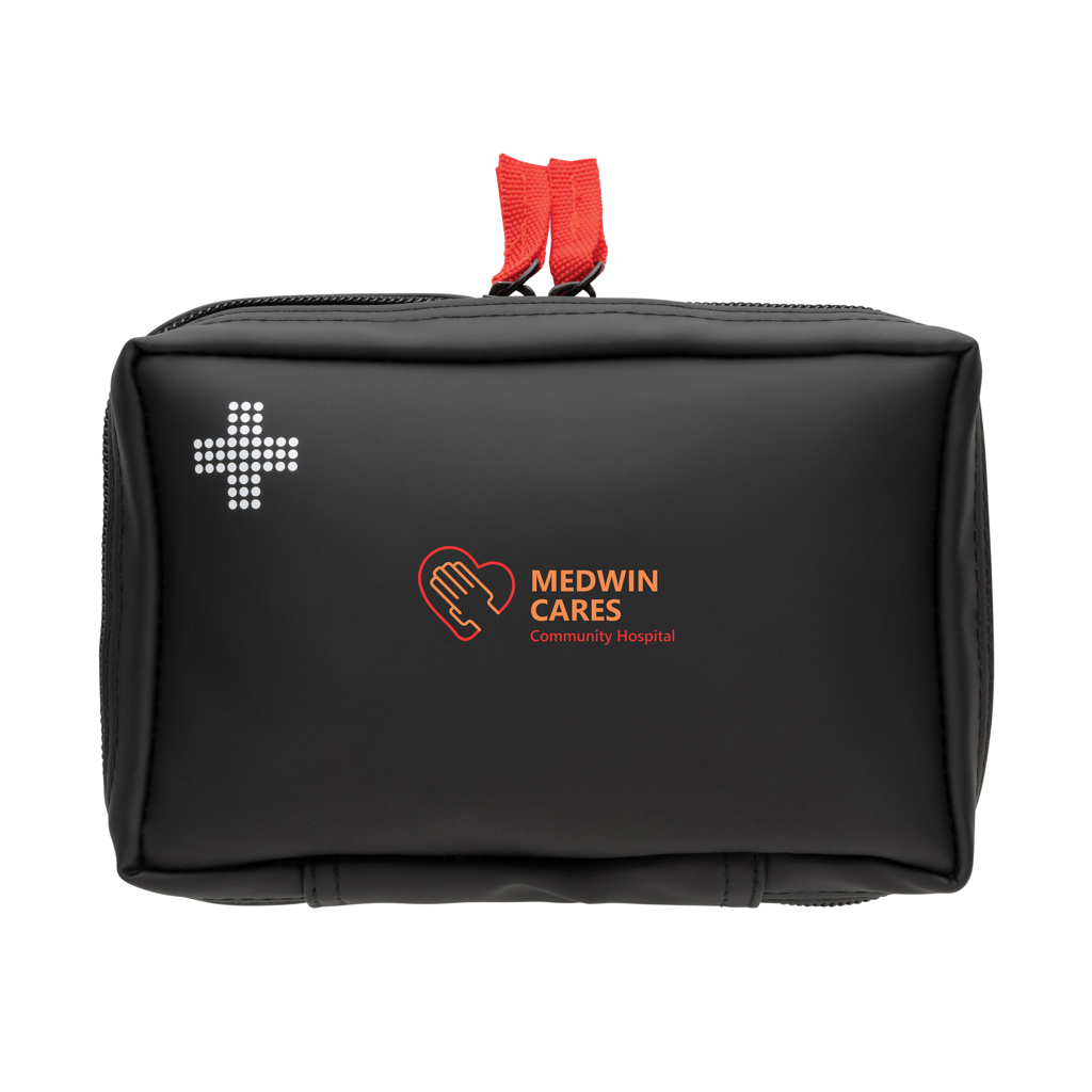 XD Collection Erste-Hilfe-Set in RCS-zertifizierter Nubuk-PU-Tasche, bedruckbar