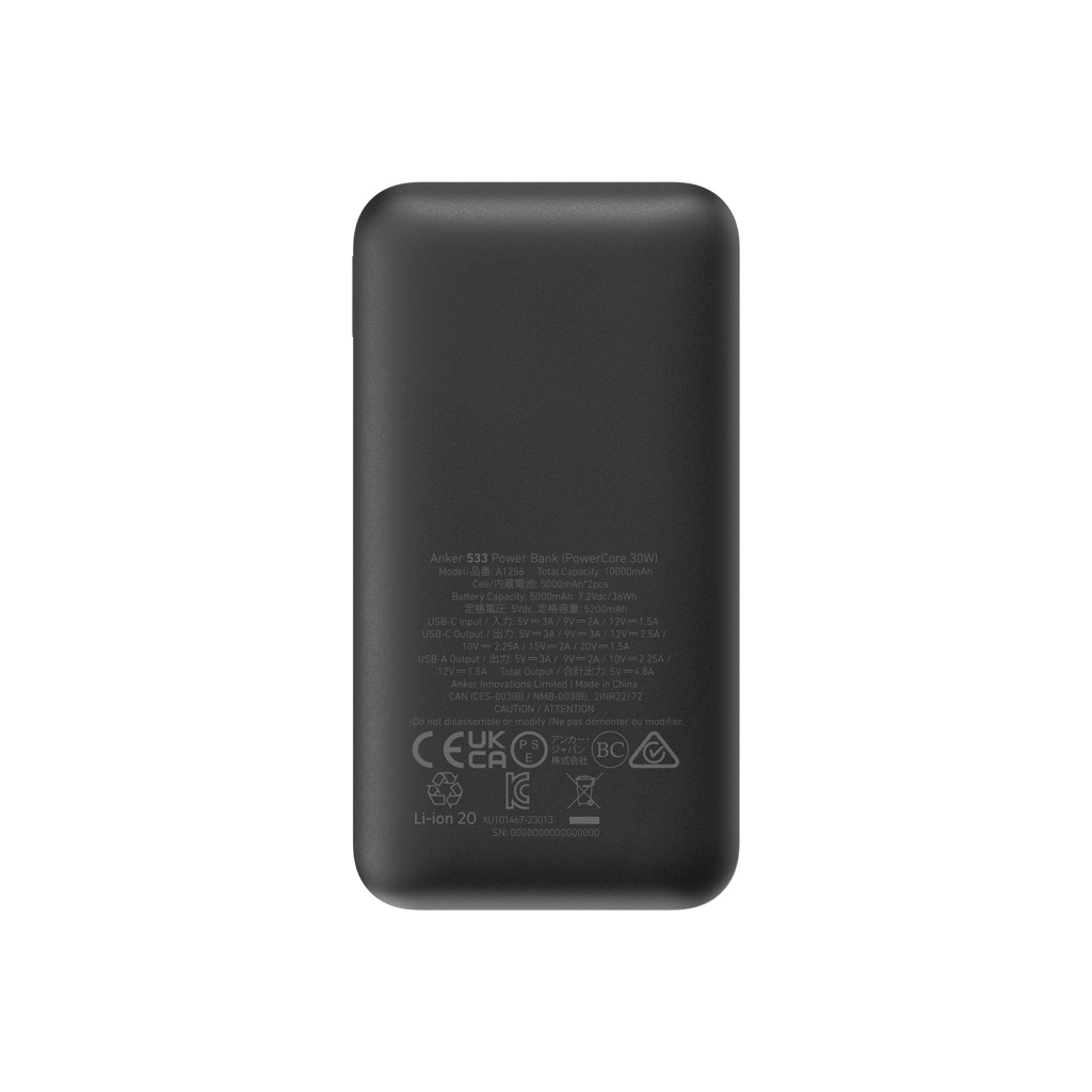 Anker Powerbank 10.000mAh 30W USB-C PD, 3 Ports – schwarz