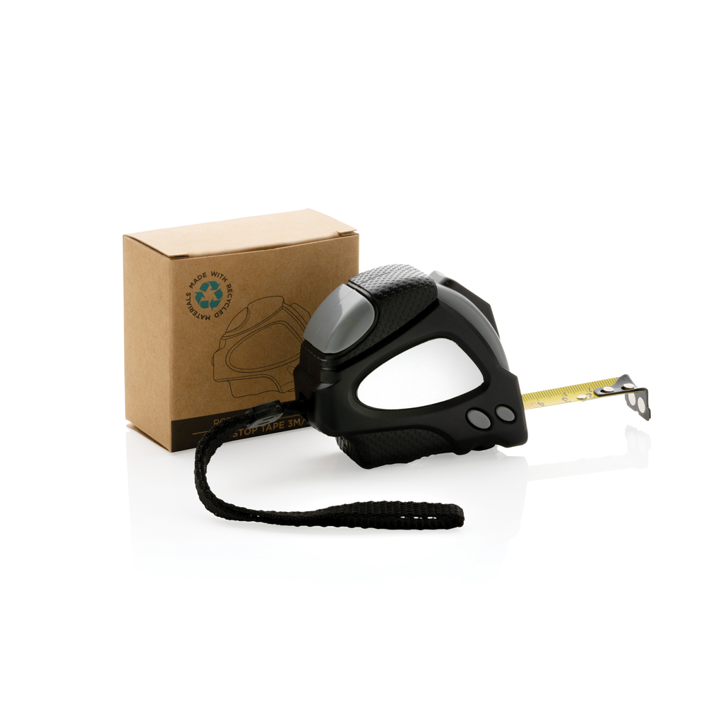 XD Collection Auto-Stop-Maßband 3 m aus recyceltem ABS, RCS-zertifiziert, mit Logo bedruckbar XD Collection Auto-Stop-Maßband 3 m aus recyceltem ABS, RCS-zertifiziert, mit Logo bedruckbar