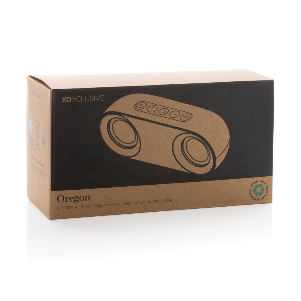Oregon 10W Bluetooth-Lautsprecher aus FSC-Kork und RCS-recyceltem ABS Oregon 10W Bluetooth-Lautsprecher aus FSC-Kork und RCS-recyceltem ABS