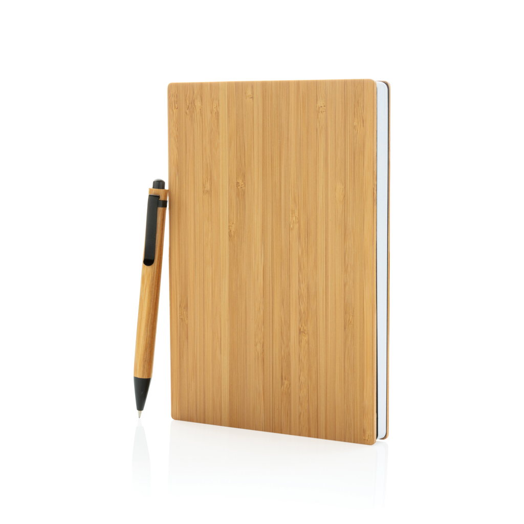 A5 Bambus Notizbuch mit Bambusstift, FSC-Mix, bedruckbar A5 Bambus Notizbuch mit Bambusstift, FSC-Mix, bedruckbar