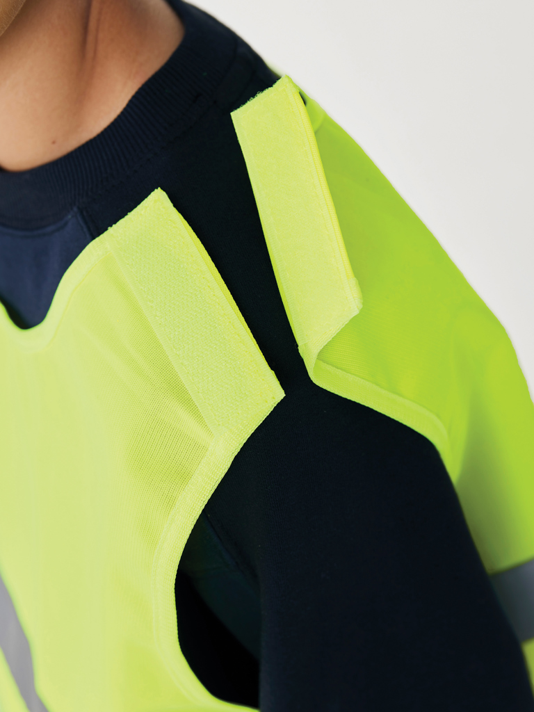 Kinder-Warnweste GRS recyceltes PET 7-12 Jahre, gelb, mit Logo bedruckbar