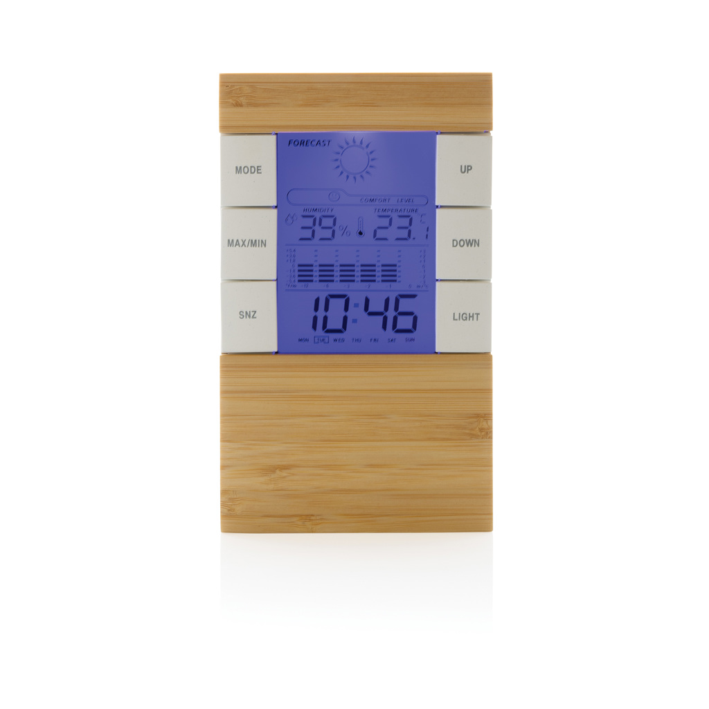 Wetterstation Utah aus RCS Kunststoff & Bambus – Innovatives Werbegeschenk für Events