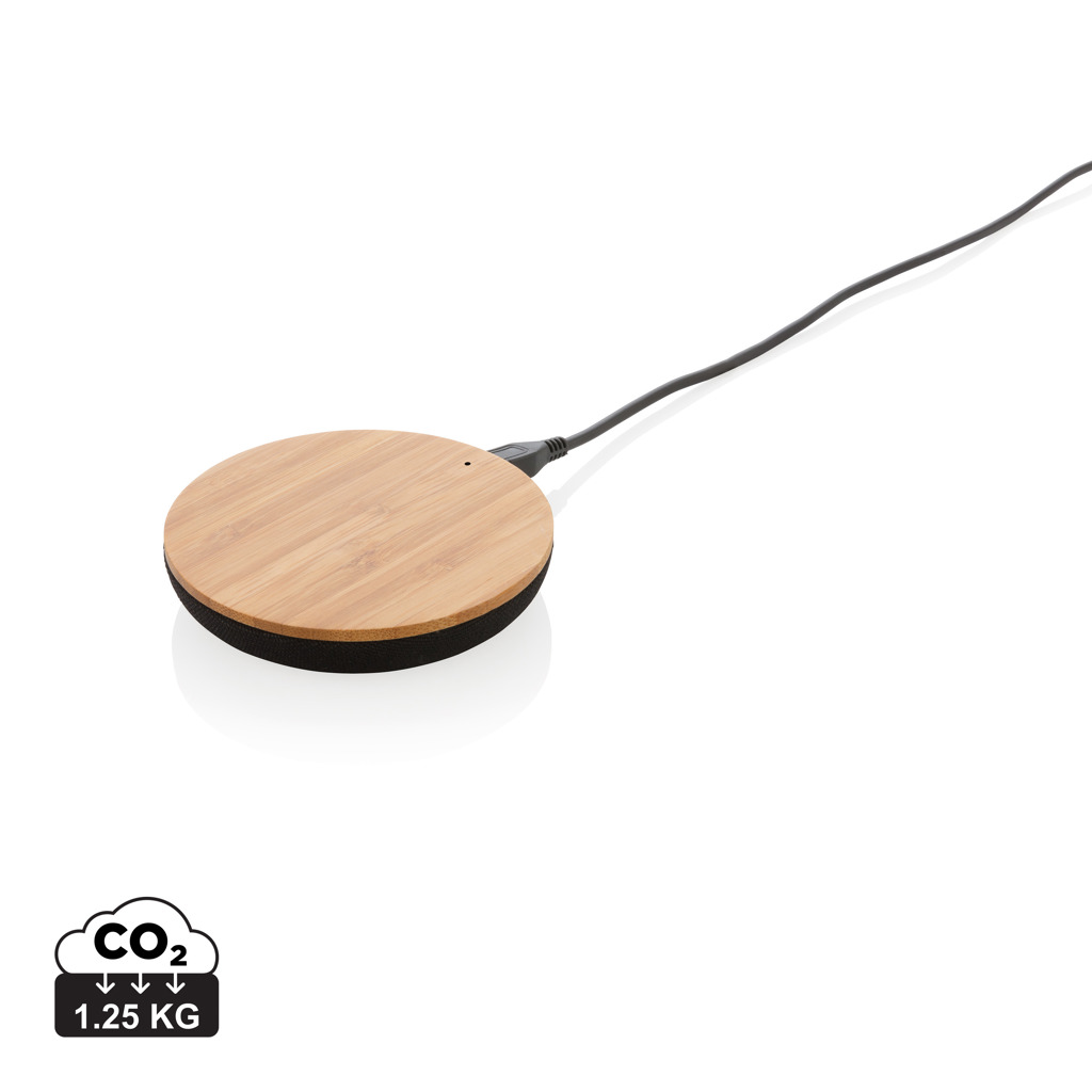 Bambus Qi Ladegerät 5W mit 30% recyceltem PET braun