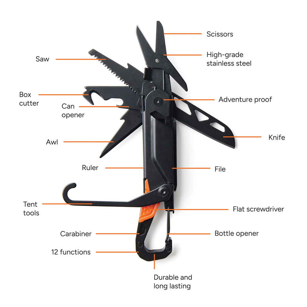 Nordic Drift Adventure Multitool 12-in-1 mit Logo-Werbeanbringung