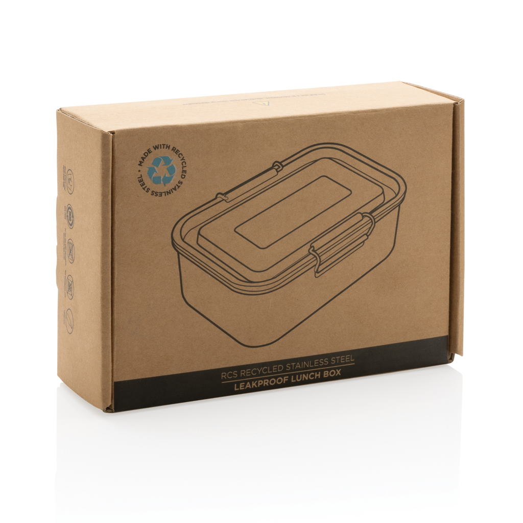 XD Collection Lunchbox aus RCS-Edelstahl, 0,8 L, auslaufsicher, mit Logo XD Collection Lunchbox aus RCS-Edelstahl, 0,8 L, auslaufsicher, mit Logo