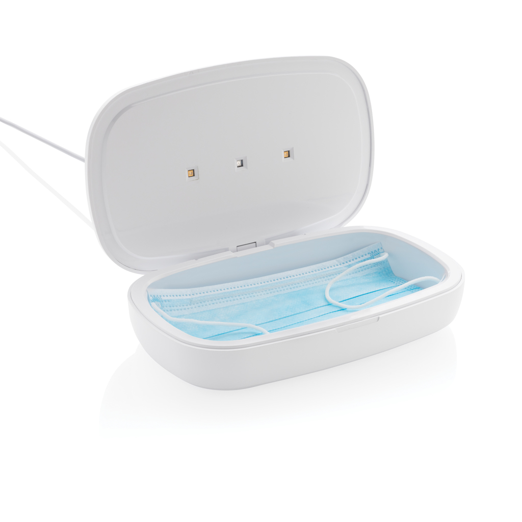 UV-C Sterilisator Box & 5W Qi-Charger, quecksilberfrei weiß