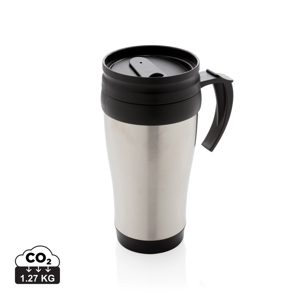 Edelstahlbecher 350 ml mit Schiebe-Deckel – silber