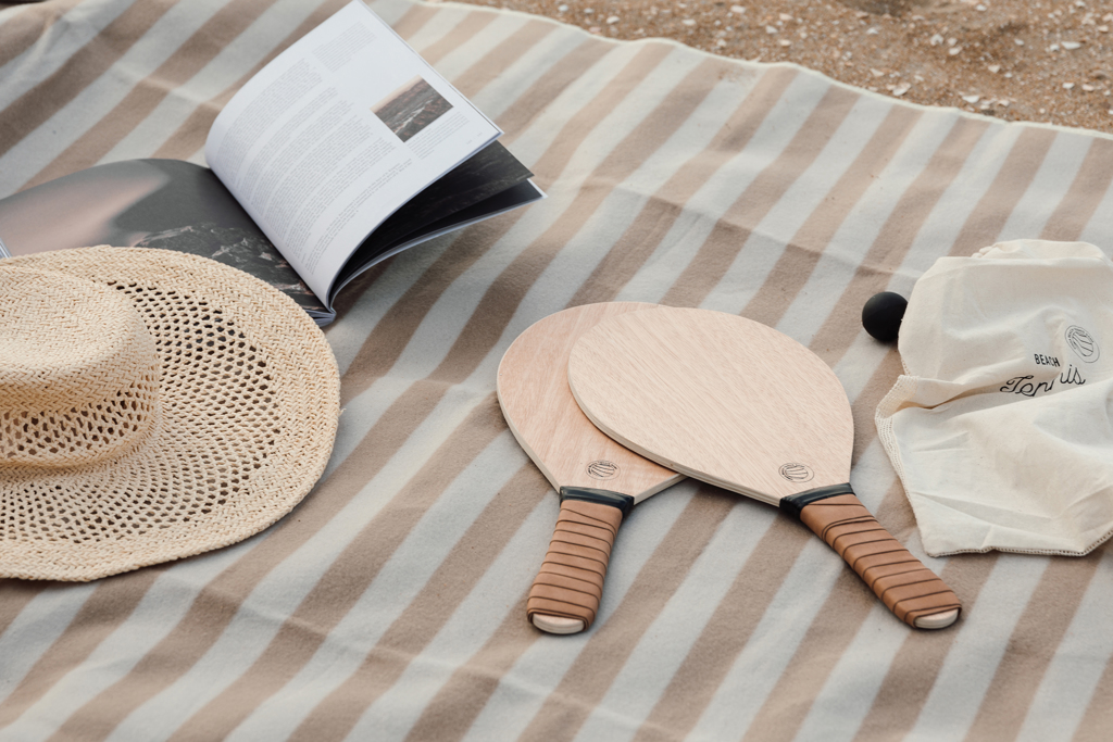 Vinga Colos Beach-Tennis-Set aus Pappelholz mit Logo-Veredelung Vinga Colos Beach-Tennis-Set aus Pappelholz mit Logo-Veredelung