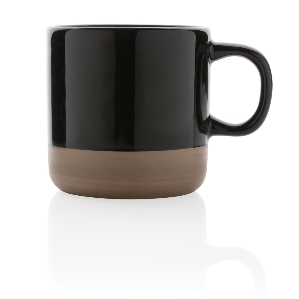 Keramikbecher 360 ml, glasiert, Naturboden – schwarz
