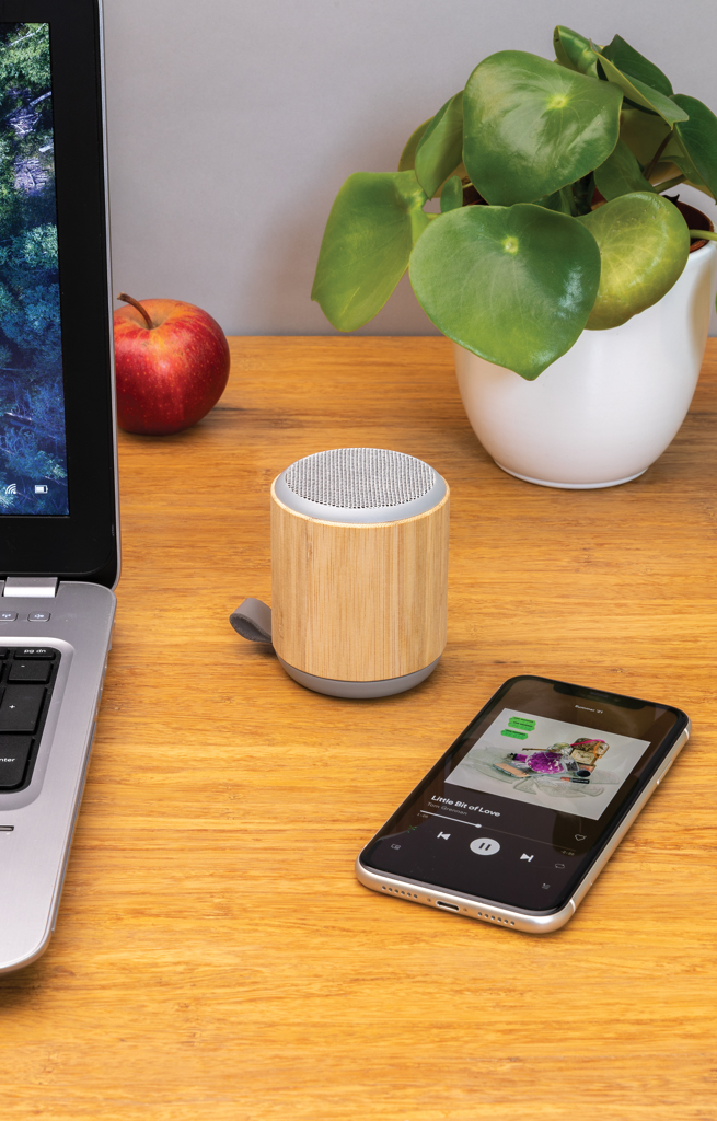 XD Collection Bambus-Bluetooth-Lautsprecher 3W mit Logo-Gravur