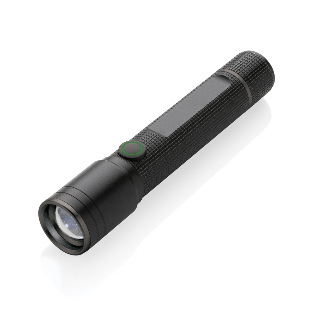Gear X Taschenlampe P513.90 aus RCS-recyceltem Aluminium, USB-Akku, mit Logo bedruckbar Gear X Taschenlampe P513.90 aus RCS-recyceltem Aluminium, USB-Akku, mit Logo bedruckbar
