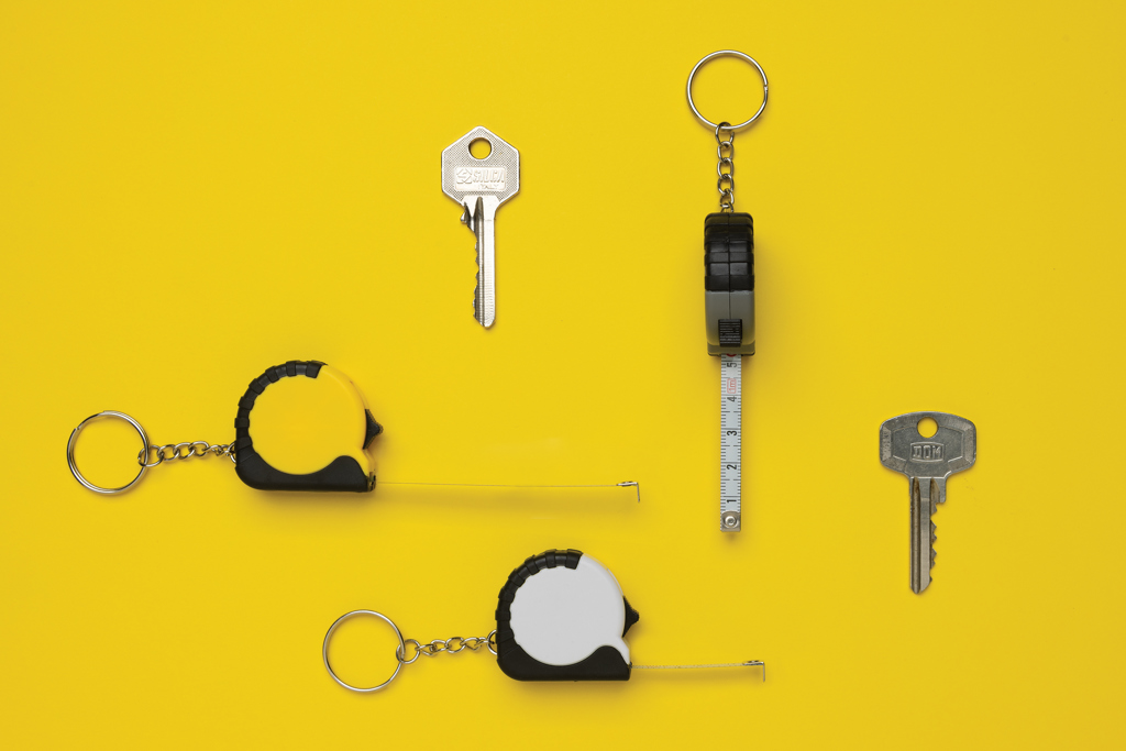 MeasureMate Schlüsselband mit 1 m Maßband, recyceltes ABS, RCS-zertifiziert
