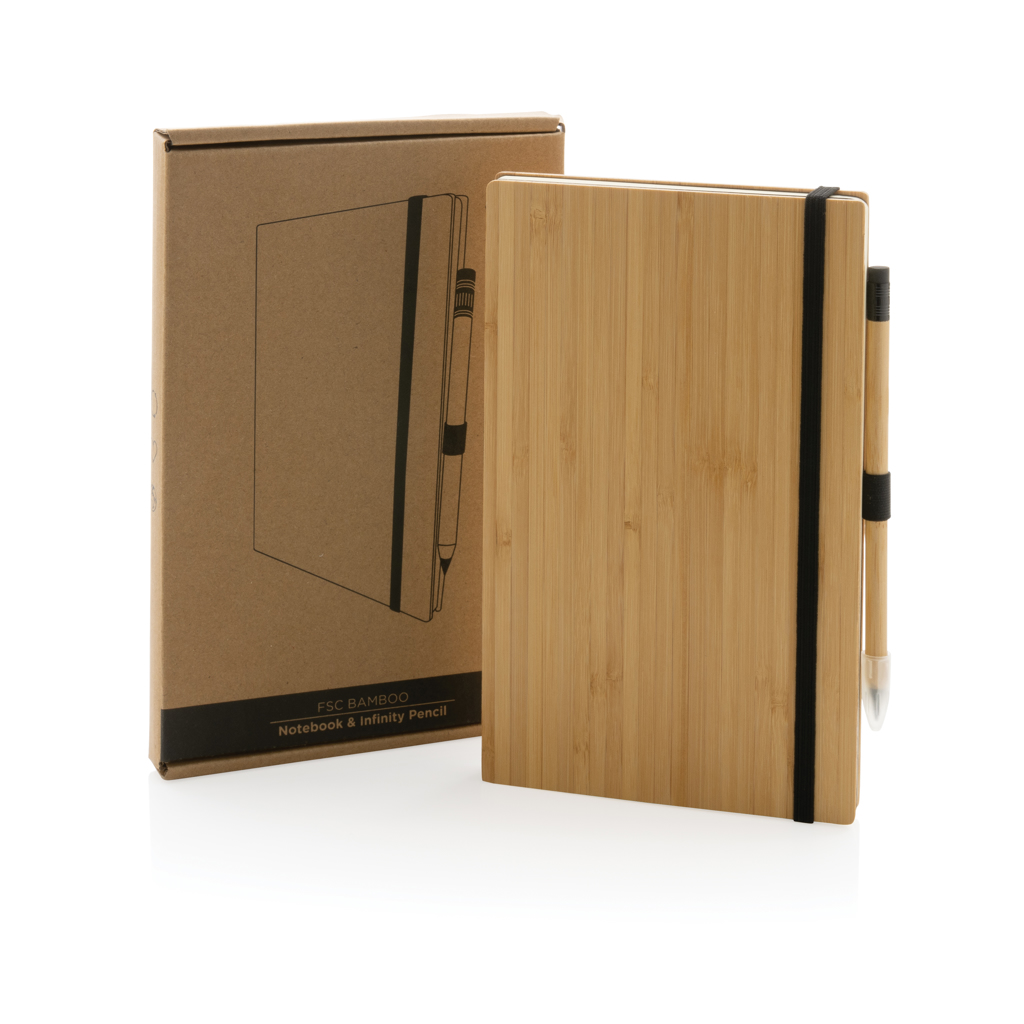 XD Collection FSC-Bambus-Notizbuch mit Infinity-Bleistift im Set — bedruckbar XD Collection FSC-Bambus-Notizbuch mit Infinity-Bleistift im Set — bedruckbar
