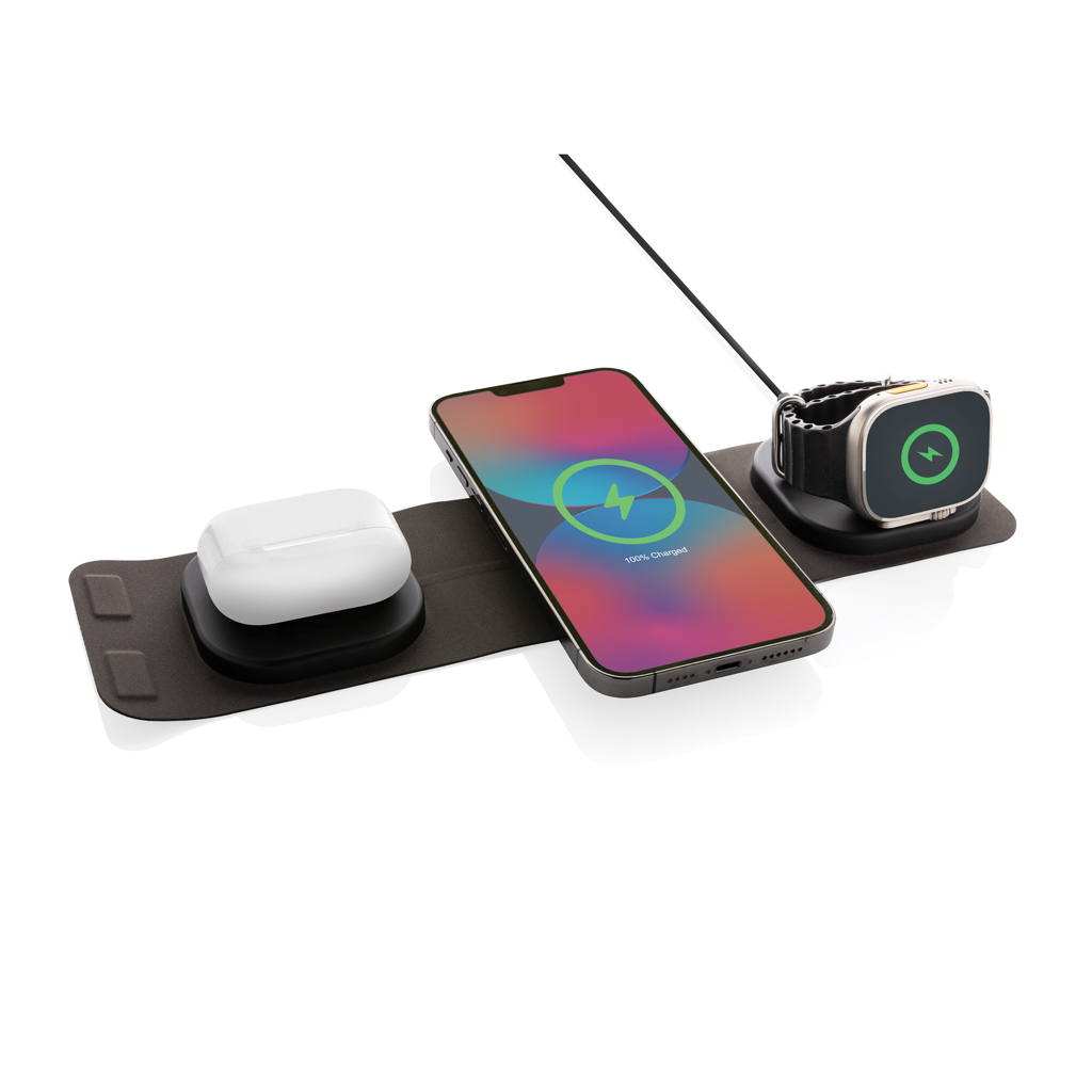 Swiss Peak 3-in-1 Wireless Charger 15W, faltbar, RCS-recycelt Swiss Peak 3-in-1 Wireless Charger 15W, faltbar, RCS-recycelt