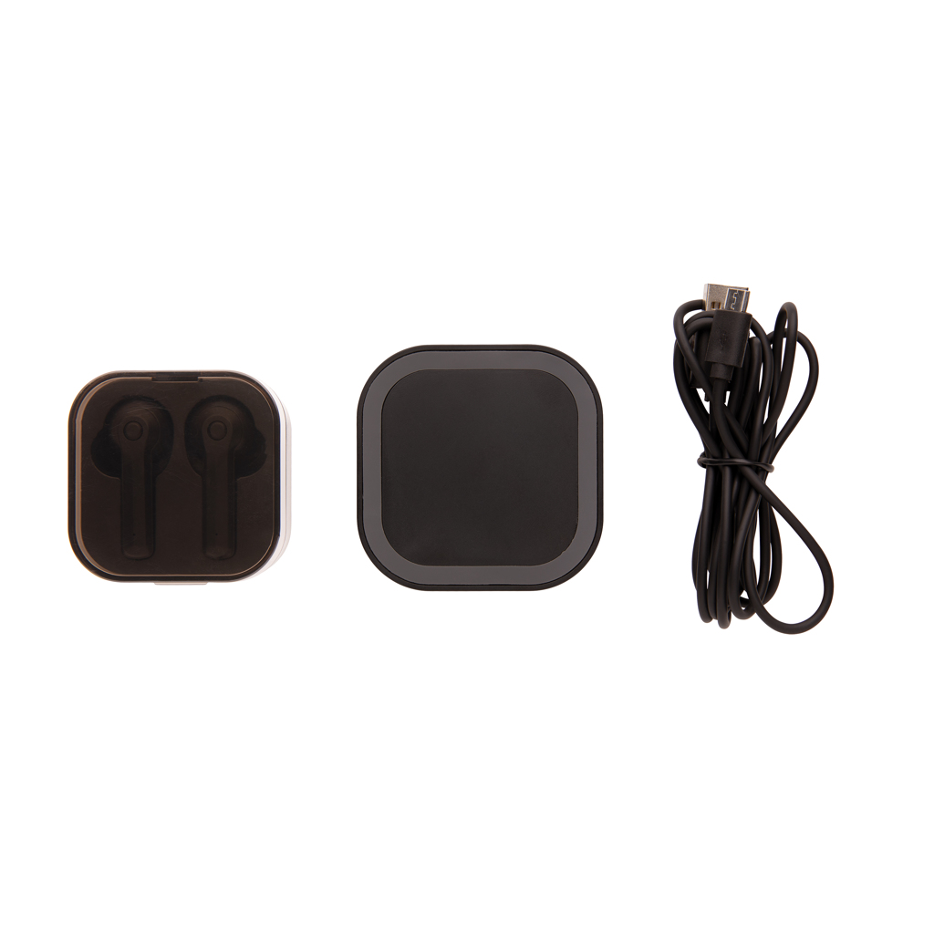 XD Collection TrueWireless Ohrhörer mit kabelloser QI-Ladebox – bedruckbar