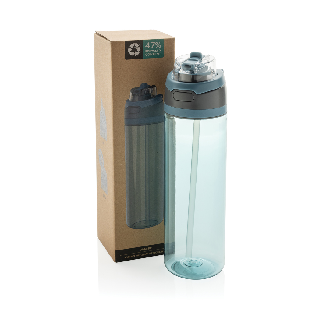 XD Collection Omni Sip Trinkflasche 800 ml aus RCS-rezykliertem PET, bedruckbar
