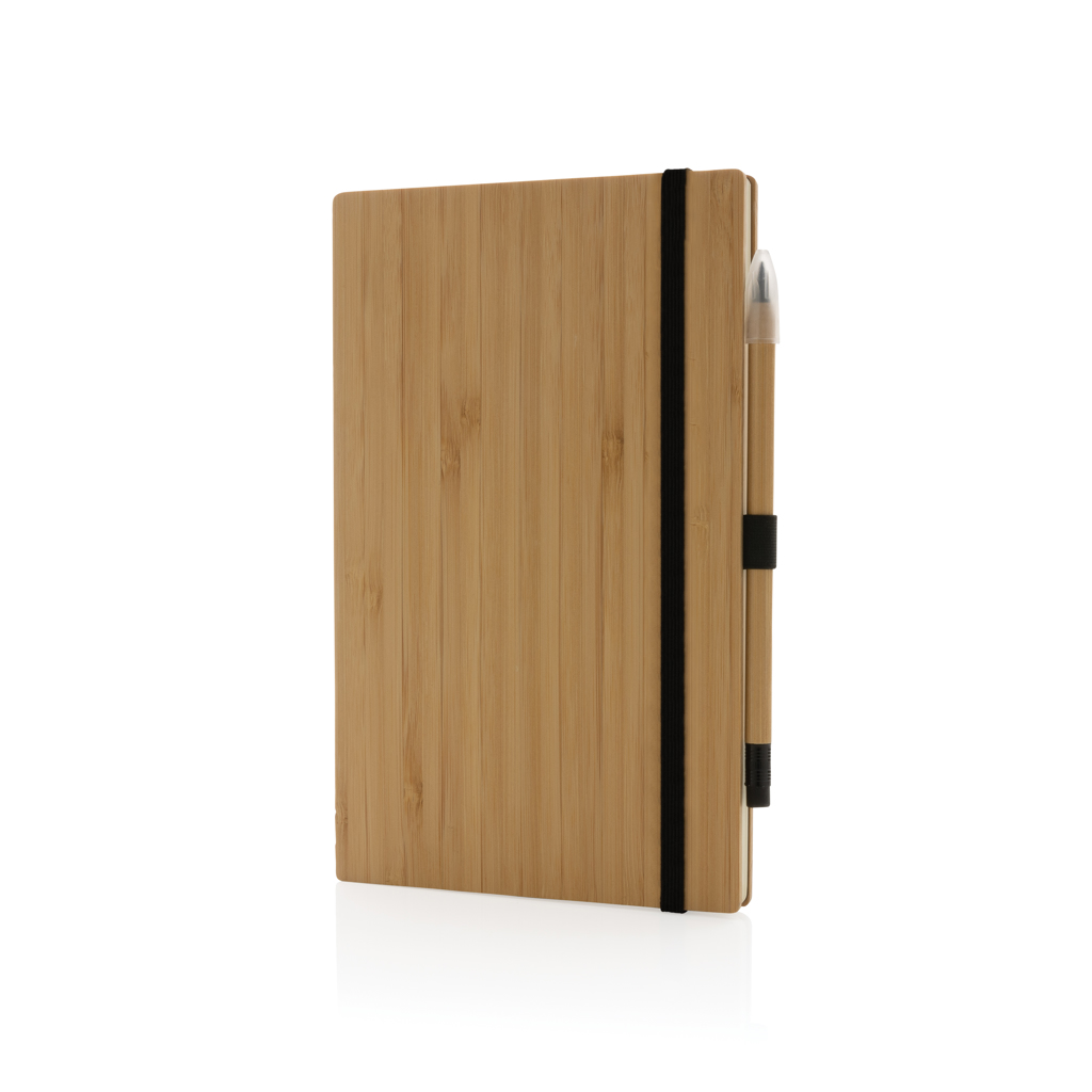XD Collection FSC-Bambus-Notizbuch mit Infinity-Bleistift im Set — bedruckbar