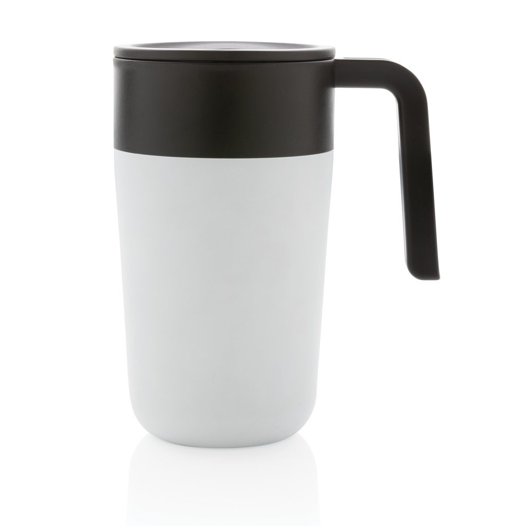 XD Collection GRS recycelter PP-Becher mit Griff 480 ml, Edelstahl, BPA-frei