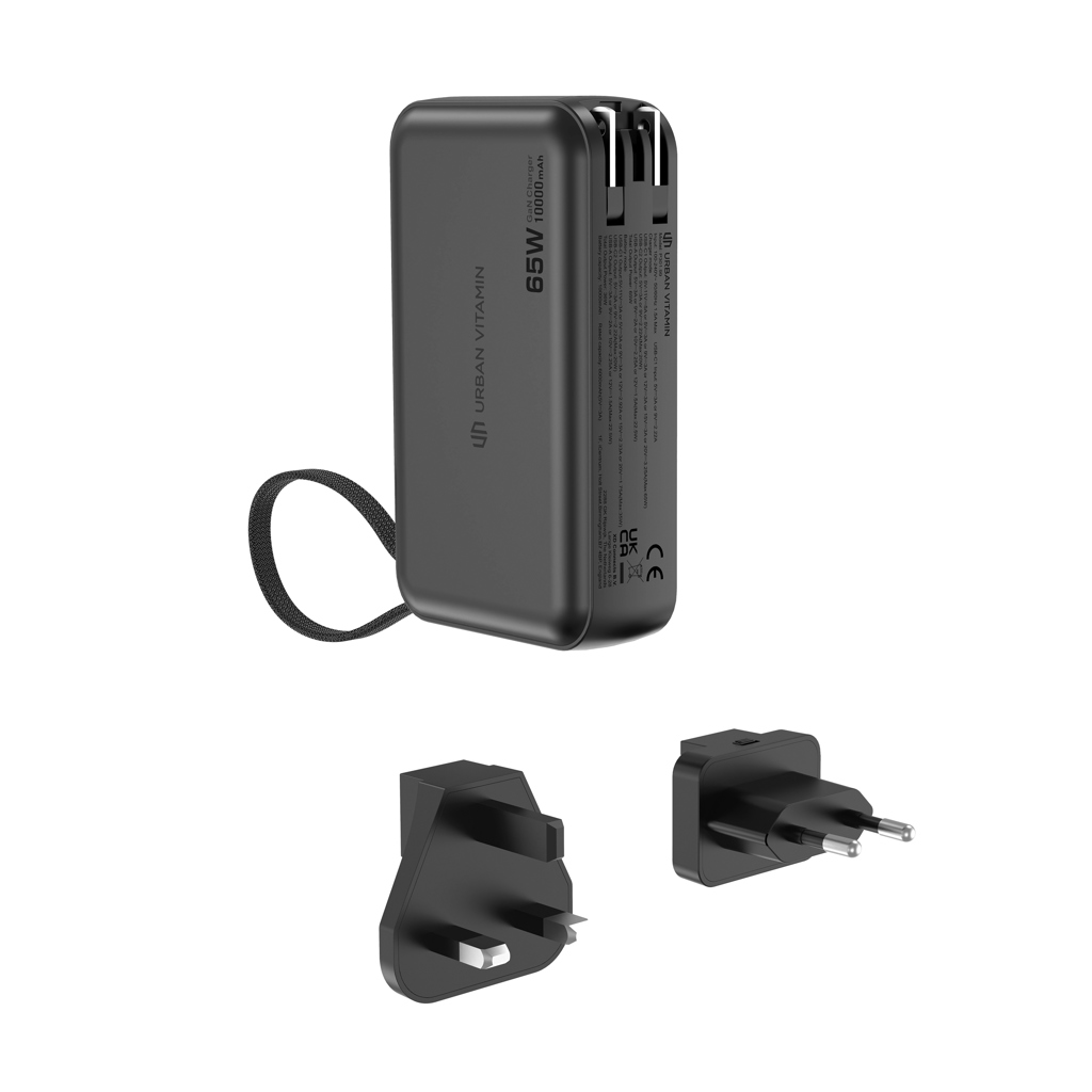 Urban Vitamin Eureka Hybrid-Ladegerät 65 W GaN & Powerbank 10.000 mAh, RCS-recyceltes PC