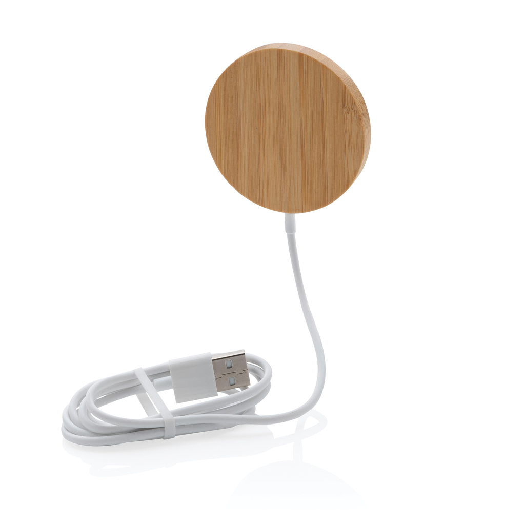 Bambus 10W Qi Wireless Magnet-Ladepad, PVC-frei – braun Bambus 10W Qi Wireless Magnet-Ladepad, PVC-frei – braun