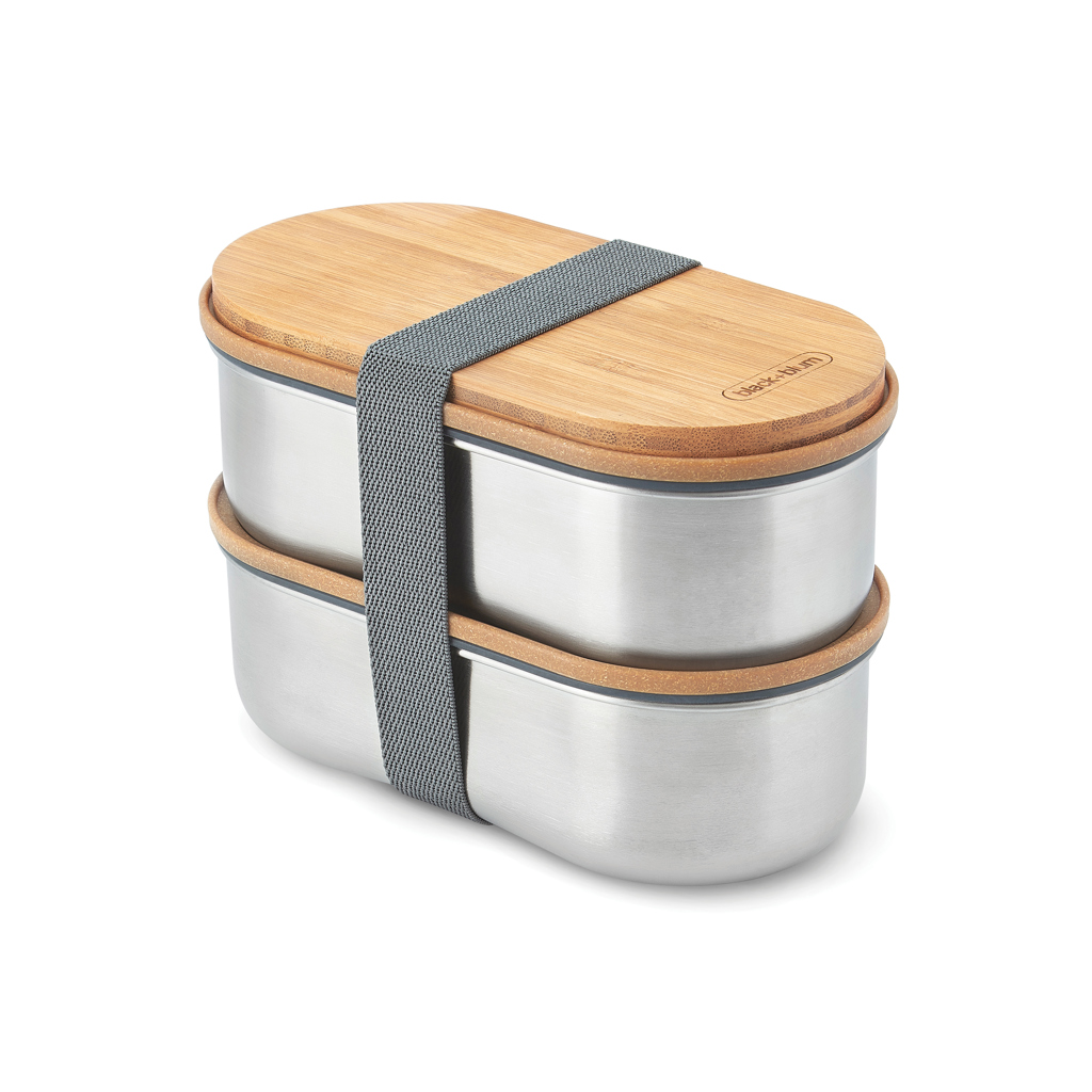 Black+Blum Bento Box 1L Edelstahl mit Bambusdeckel — gravurfähig