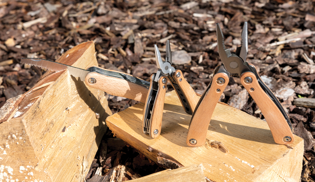 XD Collection Holz Multitool mit 13 Funktionen — bedruckbar