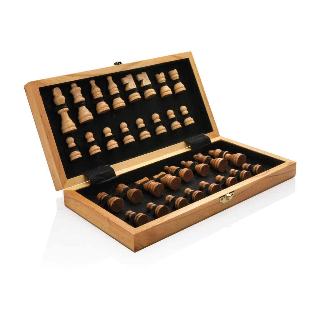 XD Collection Faltbares Schachspiel aus FSC®-Holz – mit Logo bedruckbar XD Collection Faltbares Schachspiel aus FSC®-Holz – mit Logo bedruckbar
