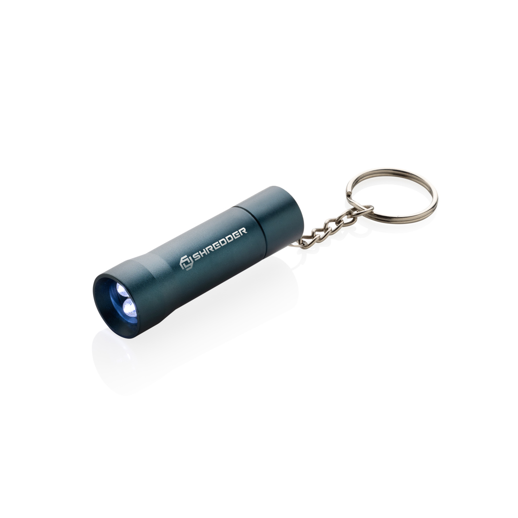 Flash 3-LED-Schlüsselanhänger-Taschenlampe aus RCS-zertifiziertem Recycling-Aluminium Flash 3-LED-Schlüsselanhänger-Taschenlampe aus RCS-zertifiziertem Recycling-Aluminium