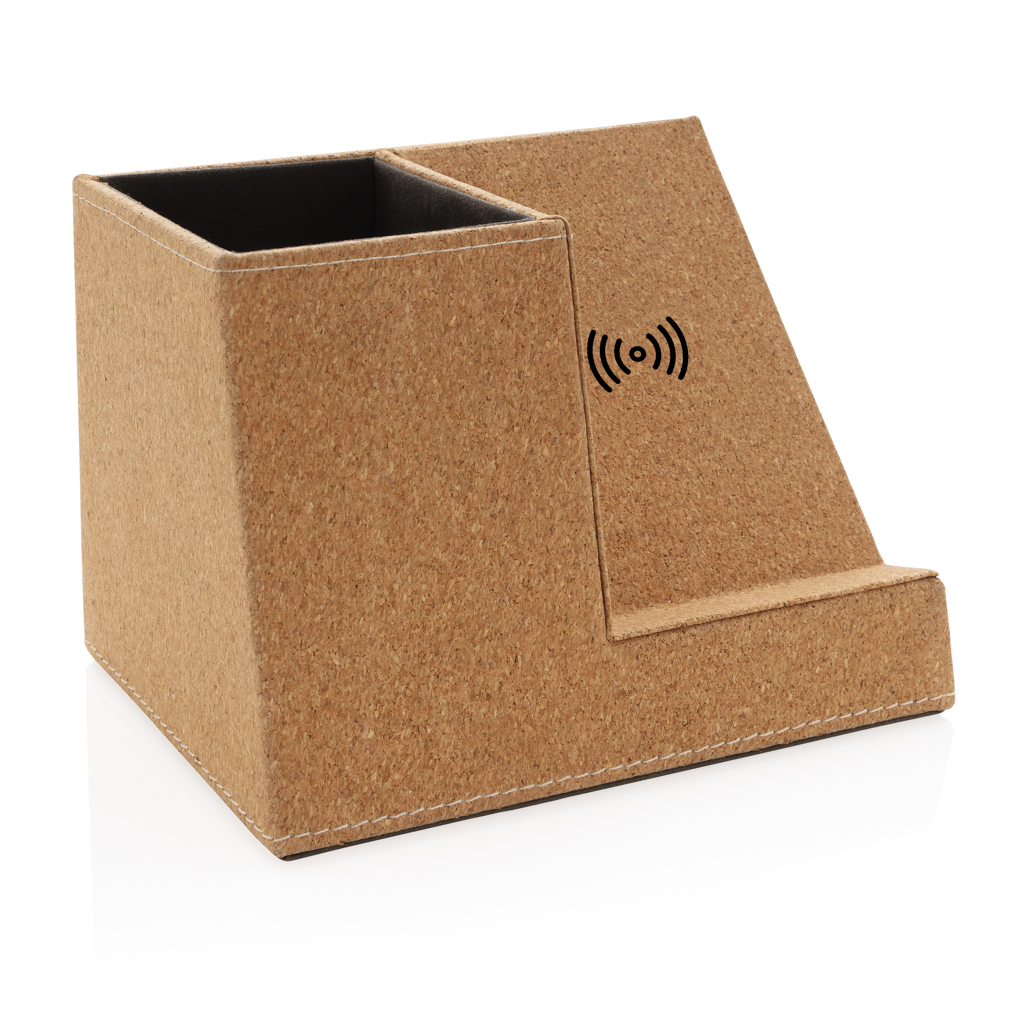 Kork Stiftehalter Qi 5W Charger, 2x USB-A, PVC-frei khaki Kork Stiftehalter Qi 5W Charger, 2x USB-A, PVC-frei khaki