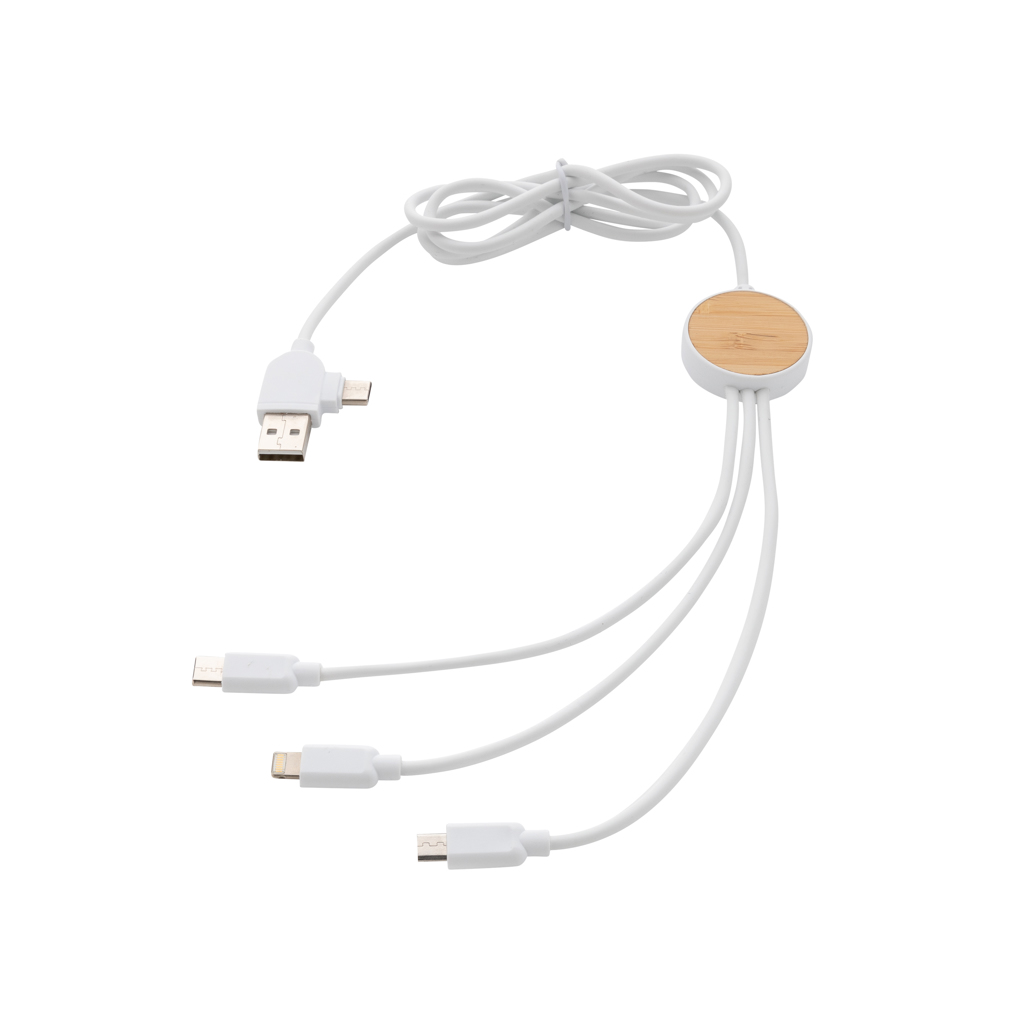 Ontario 6-in-1 Multikabel aus Recyclingmaterial – Vielseitiges Werbegeschenk für Events
