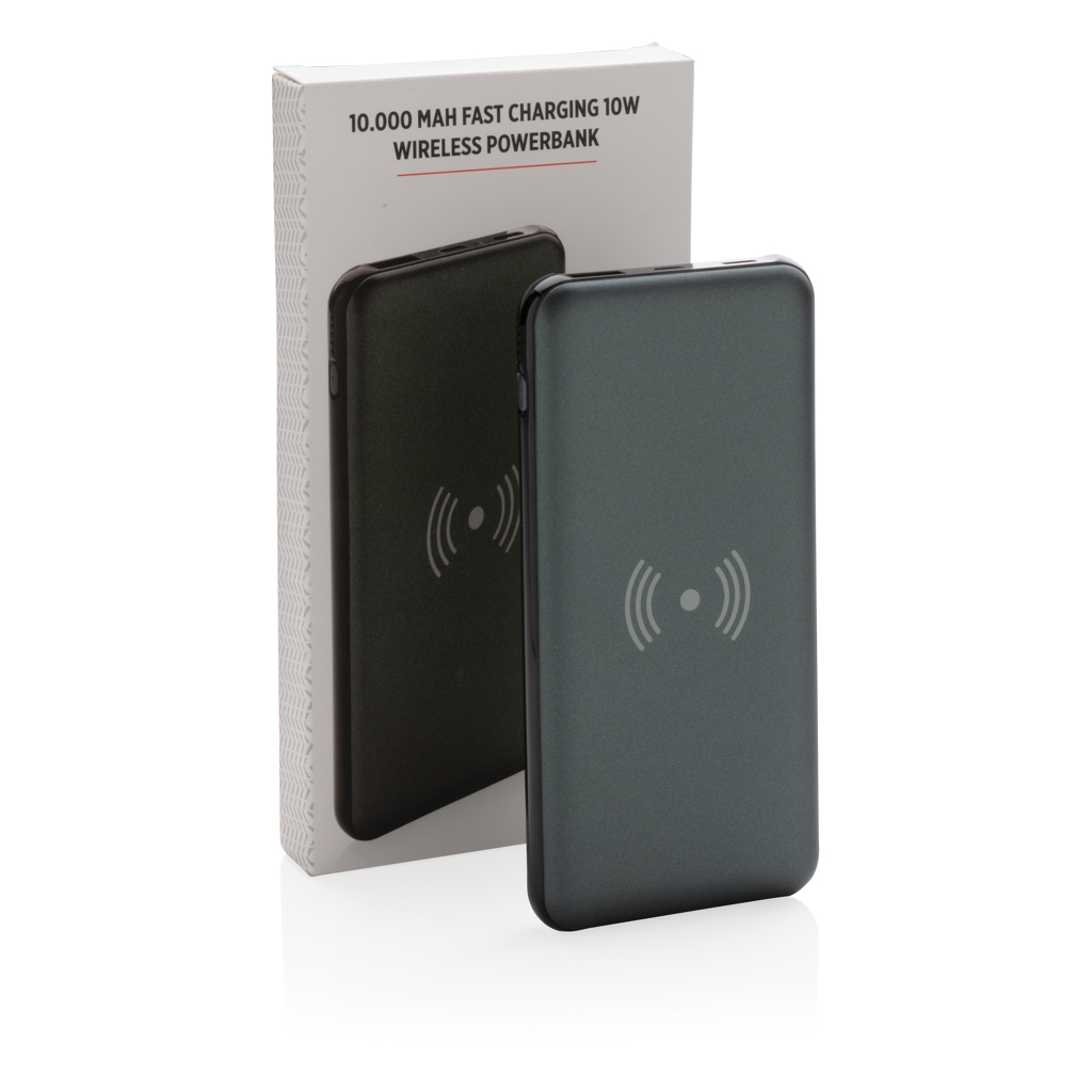 Powerbank 10000 mAh PD18W Wireless10W, Kabel PVC-frei grau