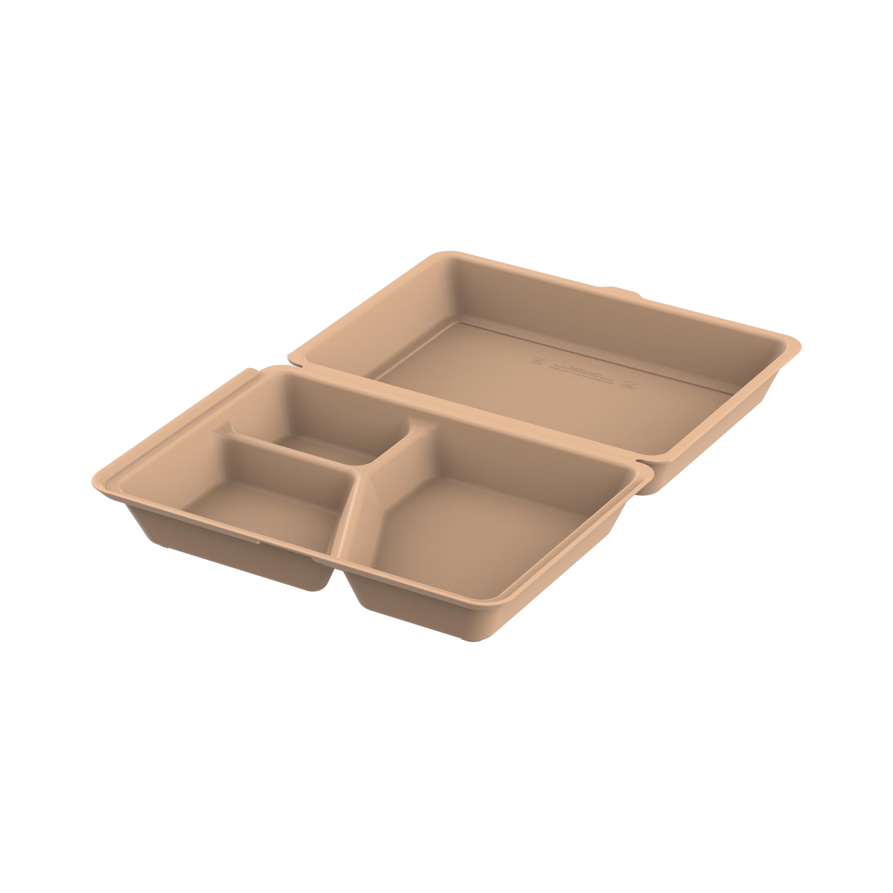 Menübox "ToGo" XL, 3-geteilt – Geoeffnet_Braun Menübox "ToGo" XL, 3-geteilt
