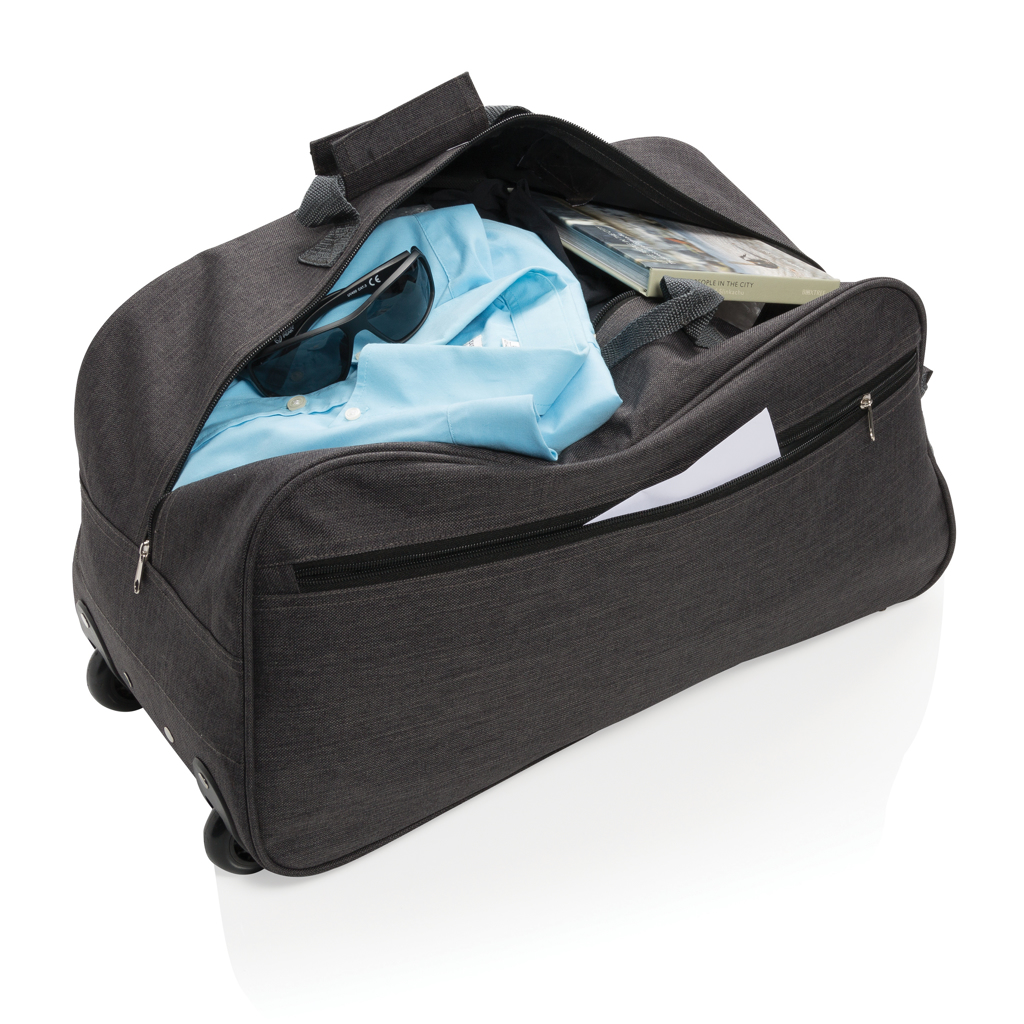 XD Collection Wochenend-Trolley aus 600D Polyester (P790) — bedruckbar mit Siebdruck, Digitaldruck und Stickerei