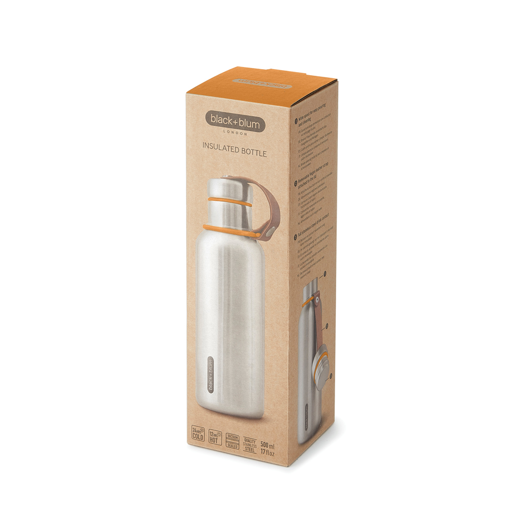 Edelstahl Isolierflasche 500ml, ohne Plastikkontakt – orange
