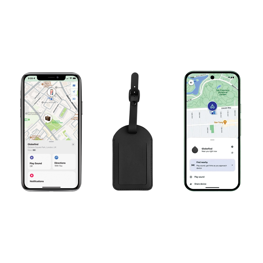 Globefind Dual RCS Gepäckanhänger mit Apple Find My & Android Find Hub