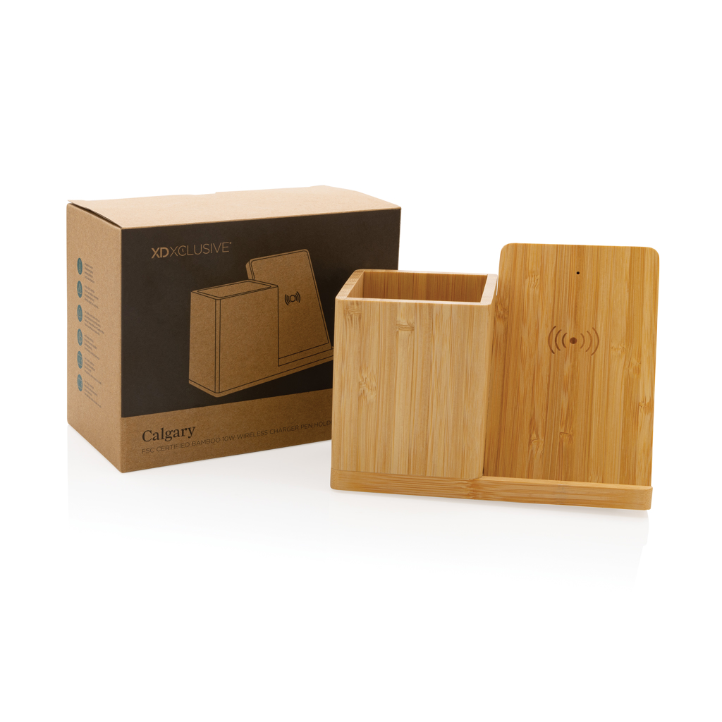 BambooCharge Calgary 10W Ladegerät mit Stifthalter – Innovatives Eventgeschenk mit Logo BambooCharge Calgary 10W Ladegerät mit Stifthalter – Innovatives Eventgeschenk mit Logo