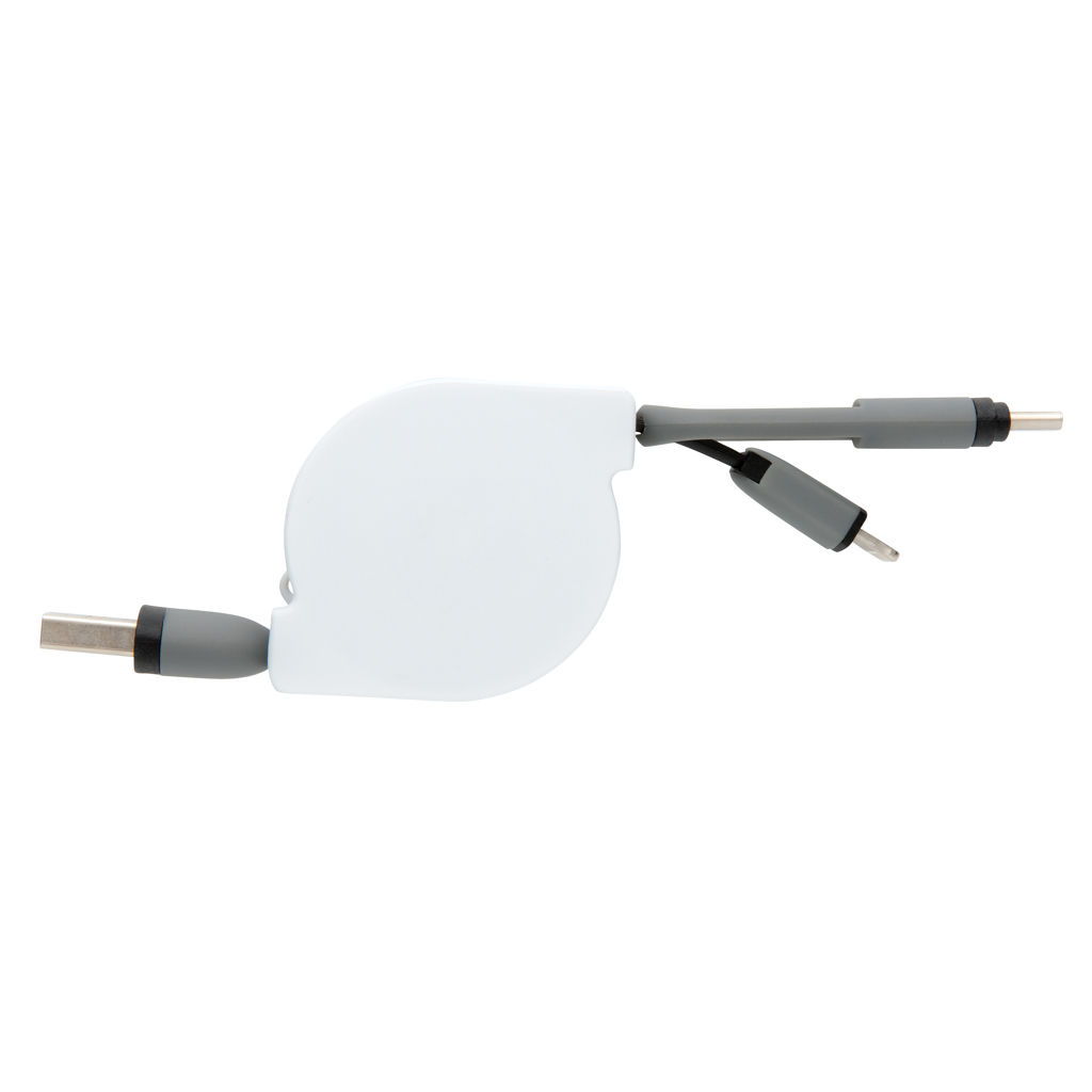 XD Collection 3-in-1 Ladekabel ausziehbar (USB-C, Lightning, Micro-USB) bedruckbar