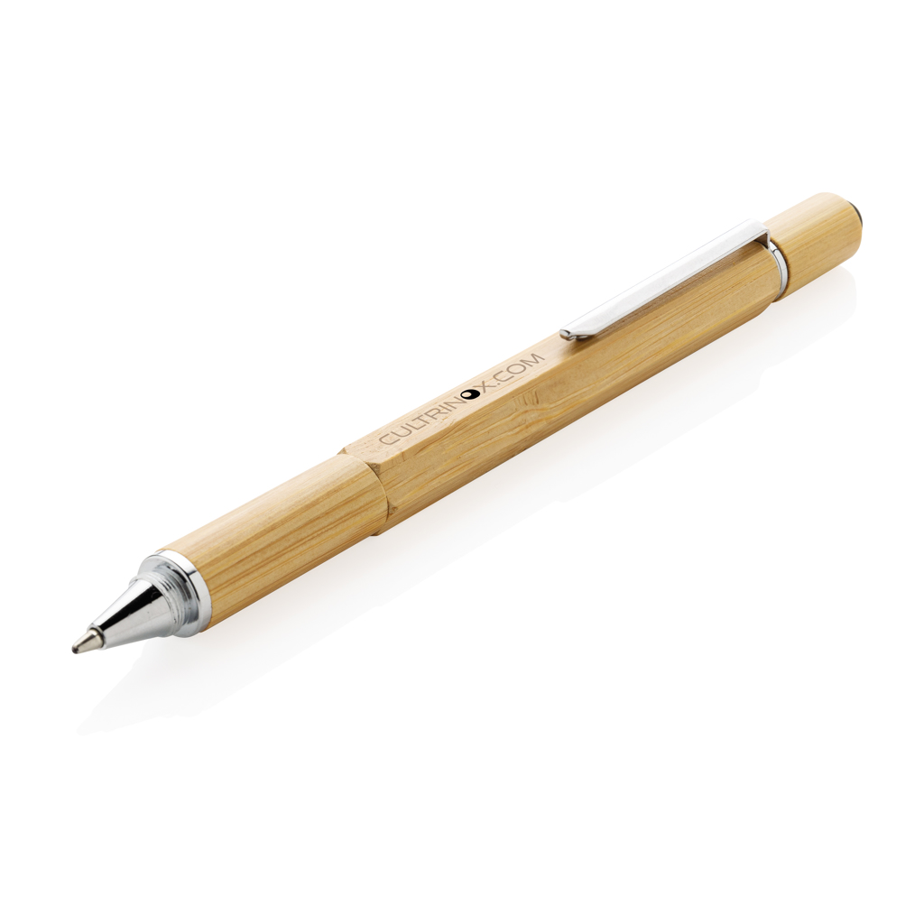 XD Collection 5-in-1 Bambus Tool-Stift mit Lineal, Wasserwaage und Stylus