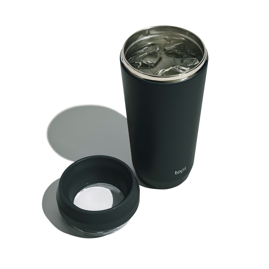 Topl Trinkbecher 354 ml aus recyceltem Edelstahl mit 360°-Deckel Topl Trinkbecher 354 ml aus recyceltem Edelstahl mit 360°-Deckel