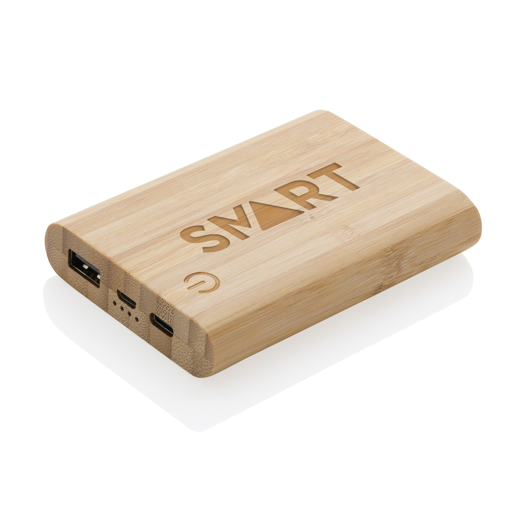 BambooPower 5000mAh Powerbank für Events und Messen mit Logo-Option BambooPower 5000mAh Powerbank für Events und Messen mit Logo-Option